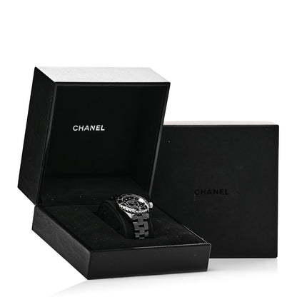 Chanel Stainless Steel Ceramic Diamond 33mm J12 Quartz Watch Black 5 of 5