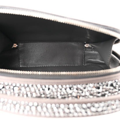 Prada Satin Crystal Metal Triangle Logo Odette Crossbody Fumo 5 of 10
