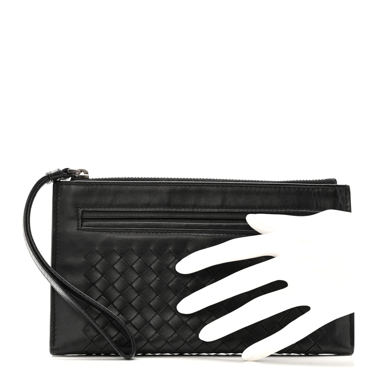 Bottega Veneta Nappa Intrecciato Wristlet Zip Wallet Black 2 of 11