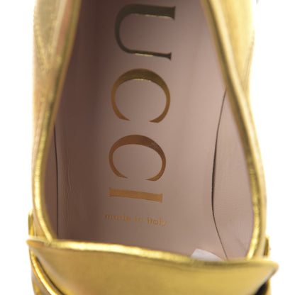 Gucci Malaga Kid Pearl Studded Vegas Platform Loafers 38.5 Gold 8 of 11