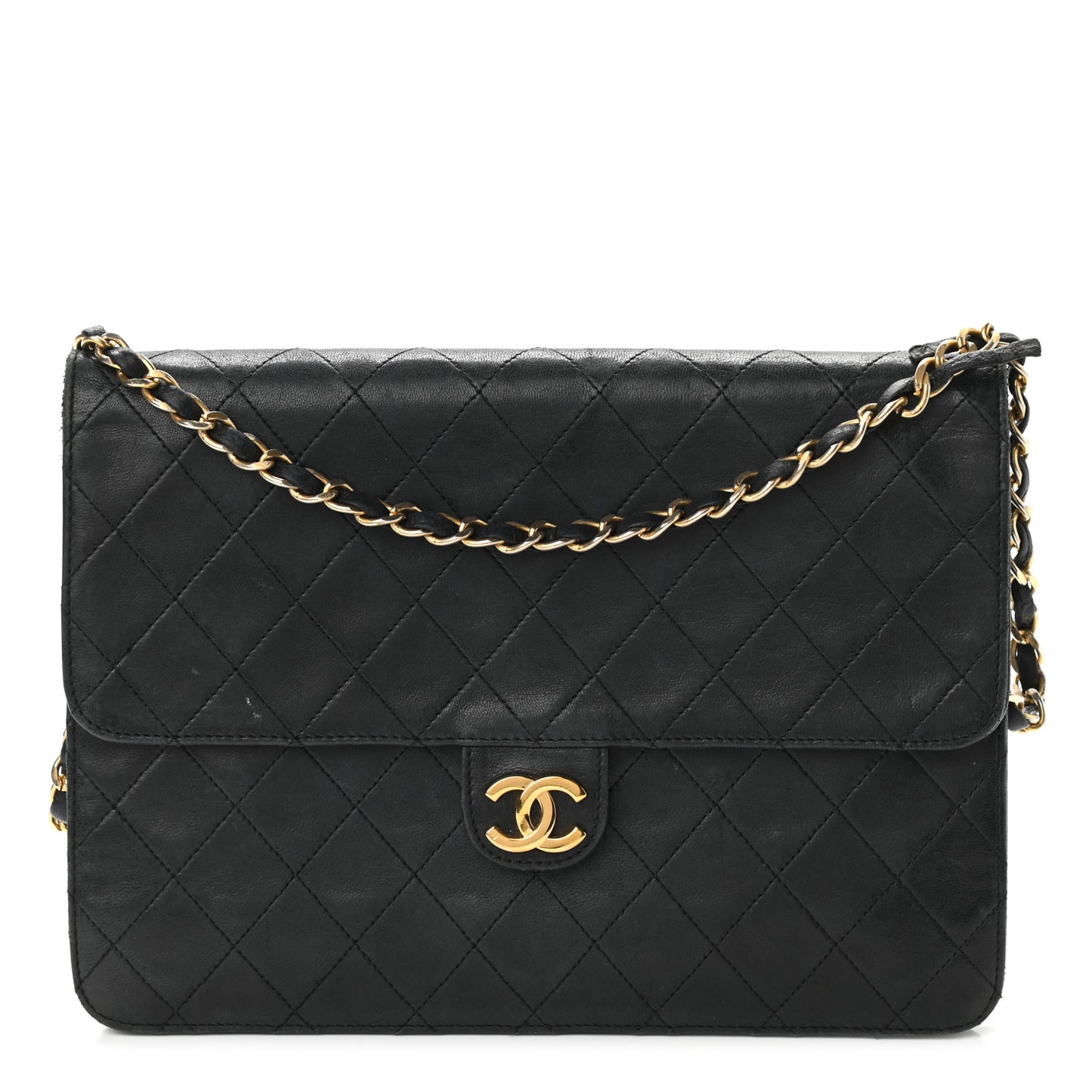 Lambskin Quilted Small Single Flap Black