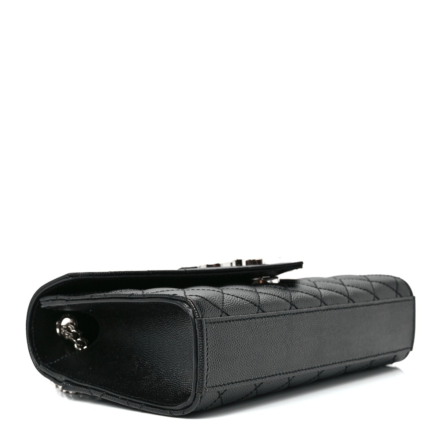 Grain De Poudre Textured Mixed Matelasse Triquilt Small Monogram Satchel Black
