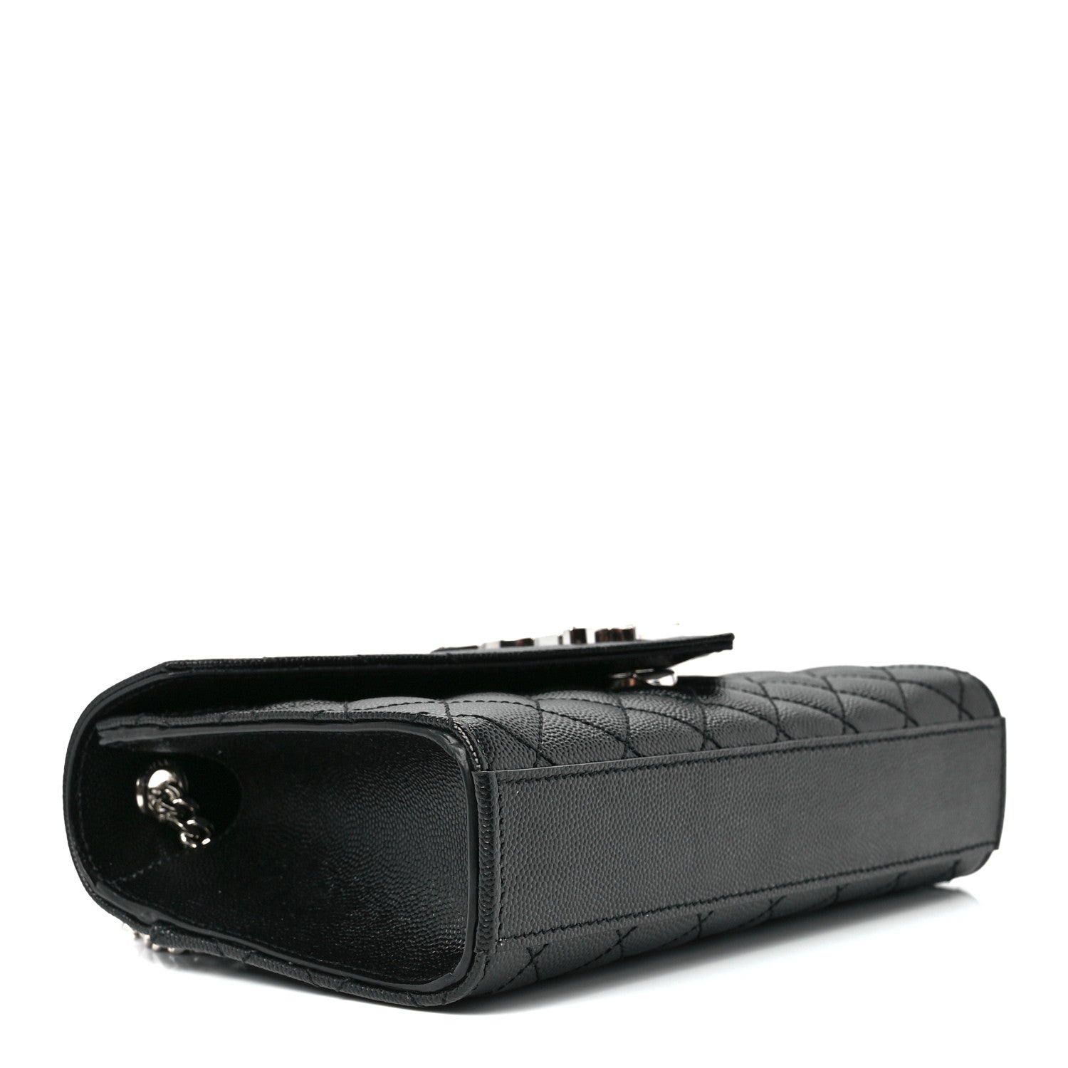 Saint Laurent Grain De Poudre Textured Mixed Matelasse Triquilt Small Monogram Satchel Black 4 of 12