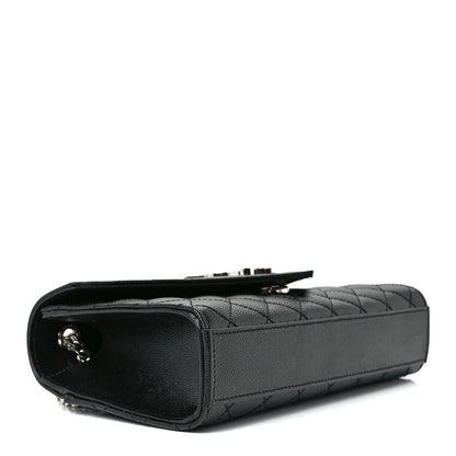 Saint Laurent Grain De Poudre Textured Mixed Matelasse Triquilt Small Monogram Satchel Black 4 of 12