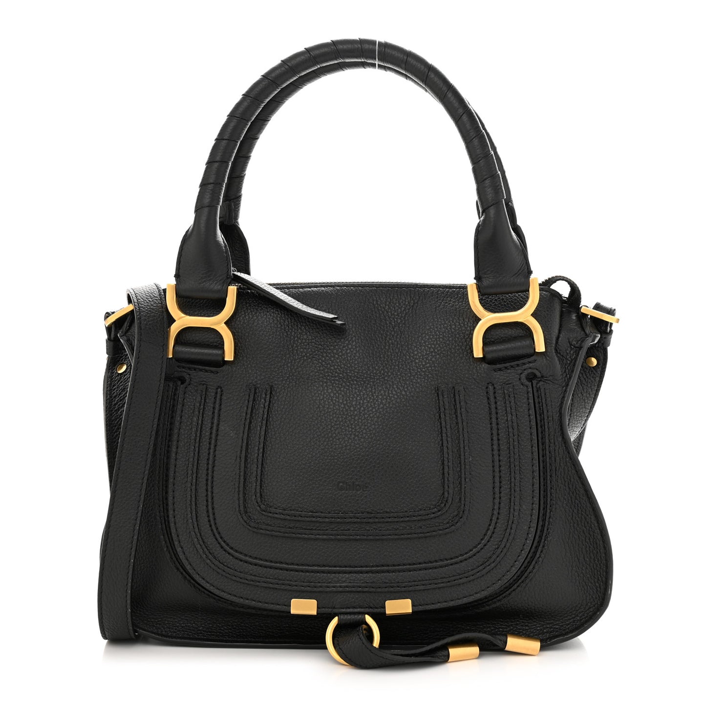 Calfskin Small Marcie Satchel Black