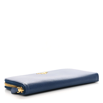 Prada Saffiano Metal Zip Around Wallet Bleuette 3 of 7