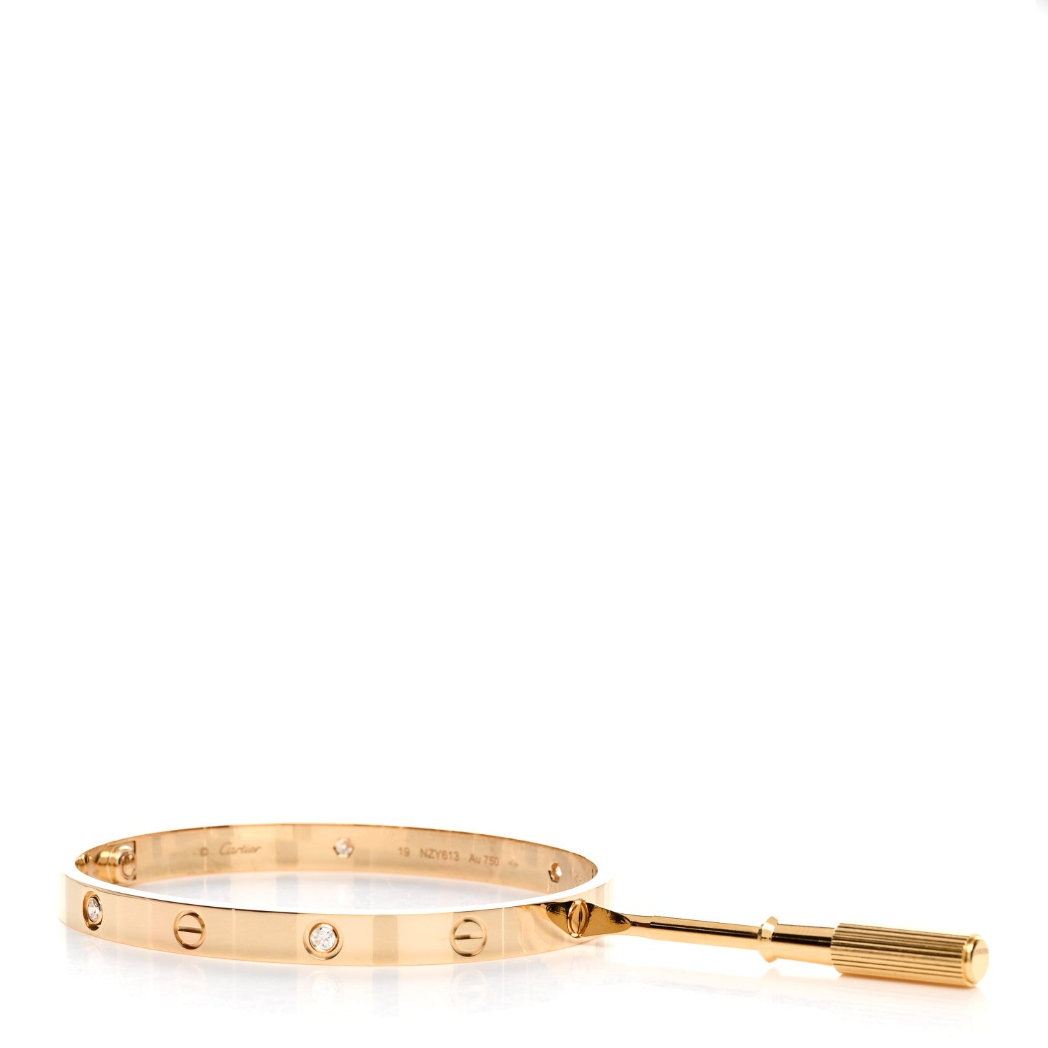 Cartier 18K Pink Gold 4 Diamond LOVE Bracelet 19 3 of 5