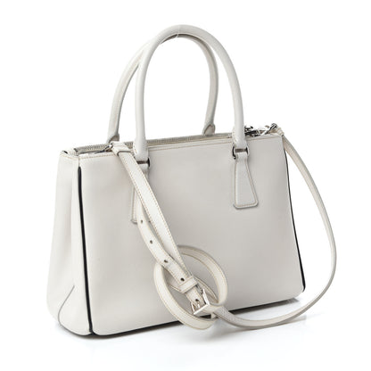 Prada Saffiano Small Galleria Double Zip Tote Talco Black 3 of 15