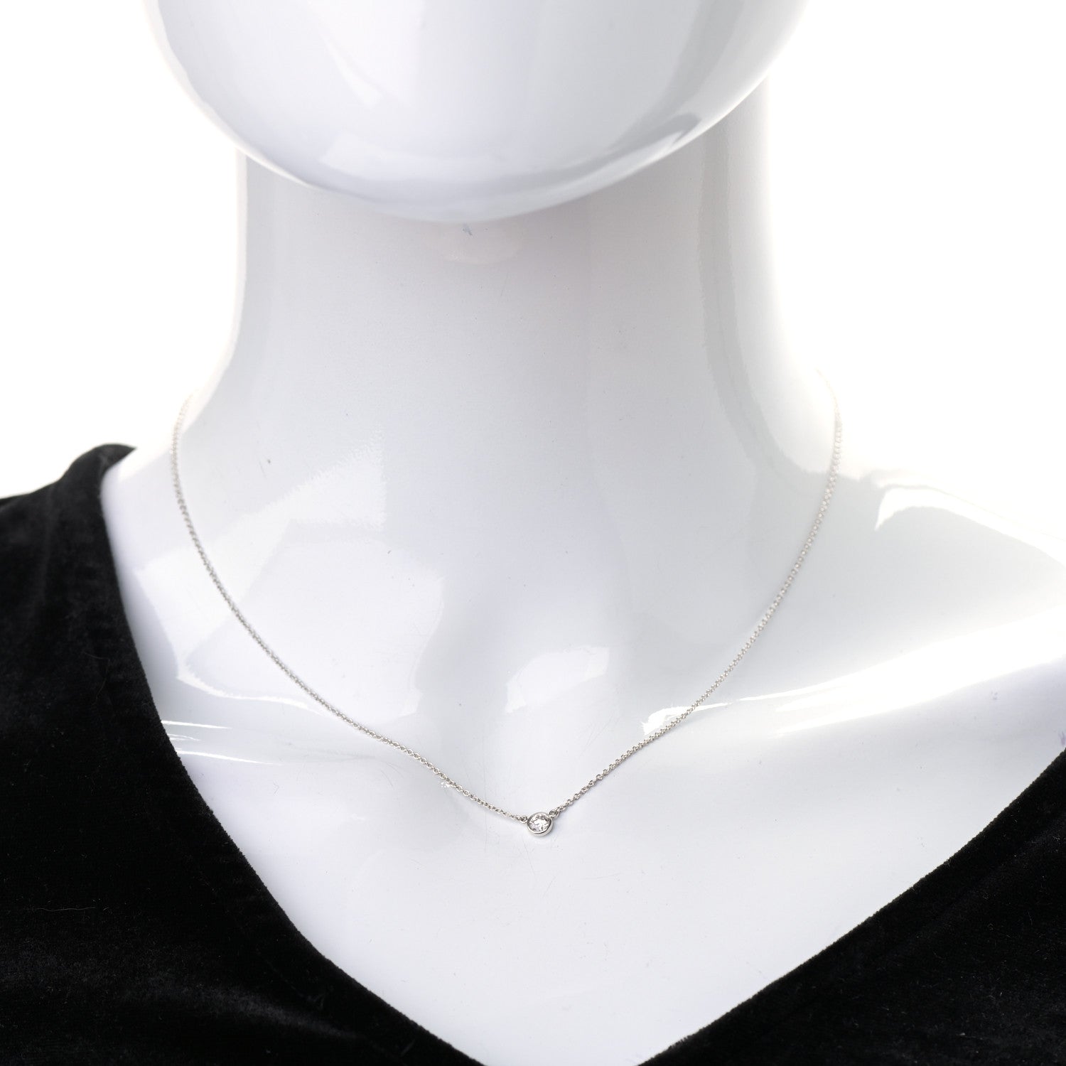 Tiffany Platinum Diamond .14ct Elsa Peretti Diamonds by the Yard Pendant Necklace 2 of 6