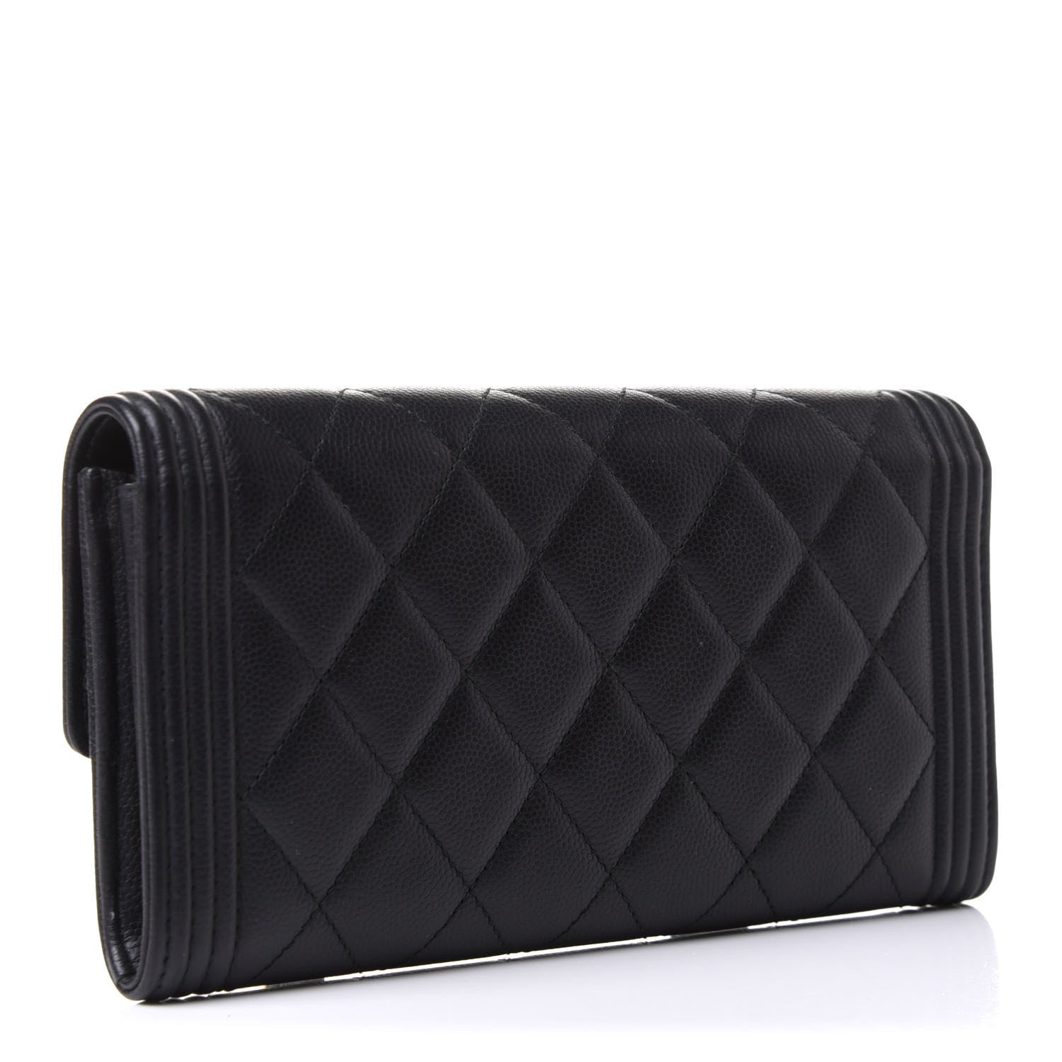 Chanel Caviar Quilted Large Boy Gusset Flap Wallet Black 3 of 8