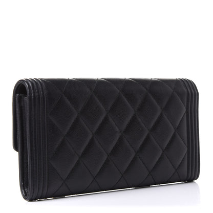 Chanel Caviar Quilted Large Boy Gusset Flap Wallet Black 3 of 8