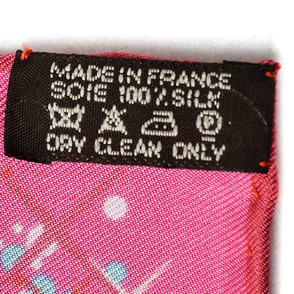 Hermes Silk Magic Kelly Pocket Square Scarf Rose Vif Rose Pale Rouge 5 of 5