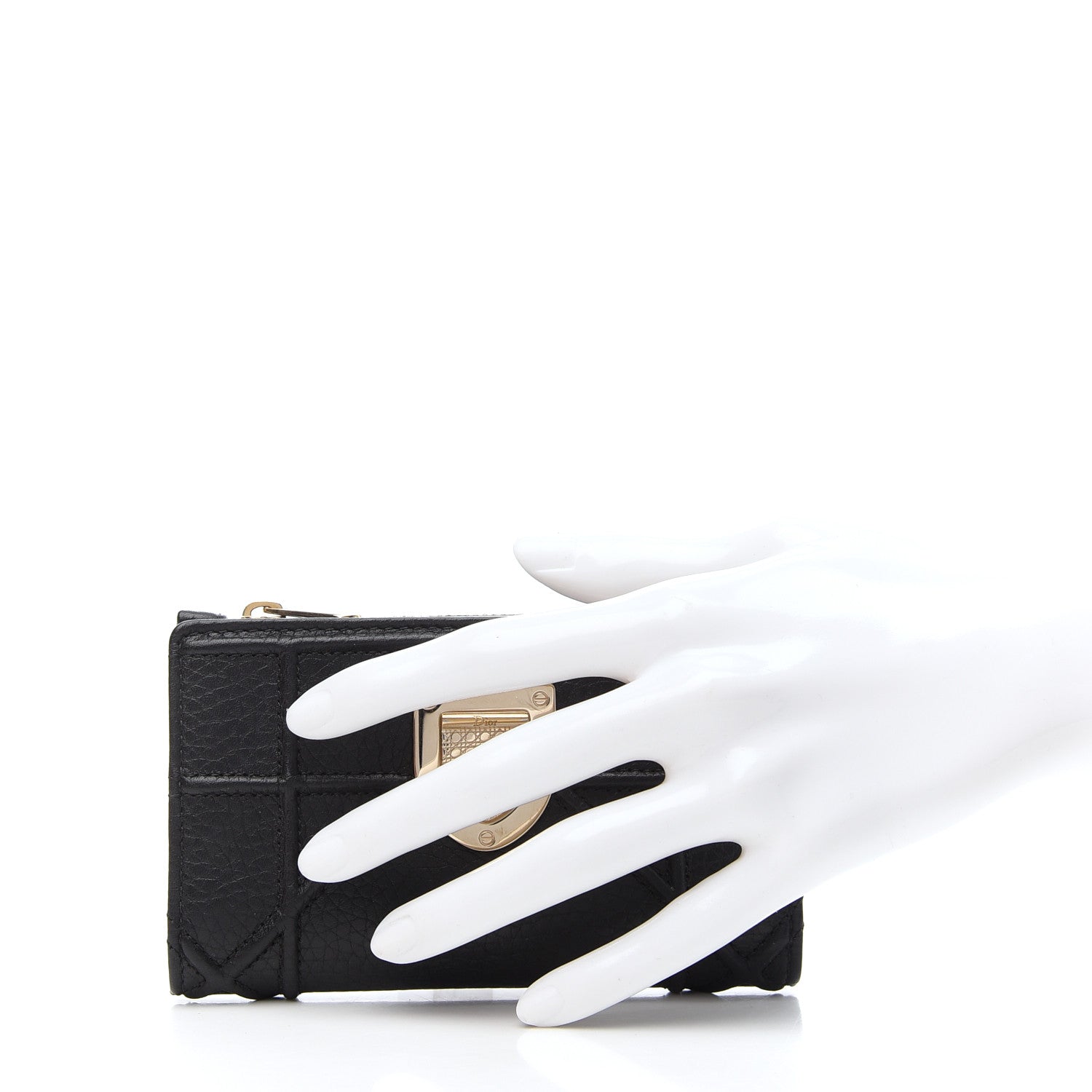 Christian Dior Grained Calfskin Cannage Diorama Wallet Black 2 of 8