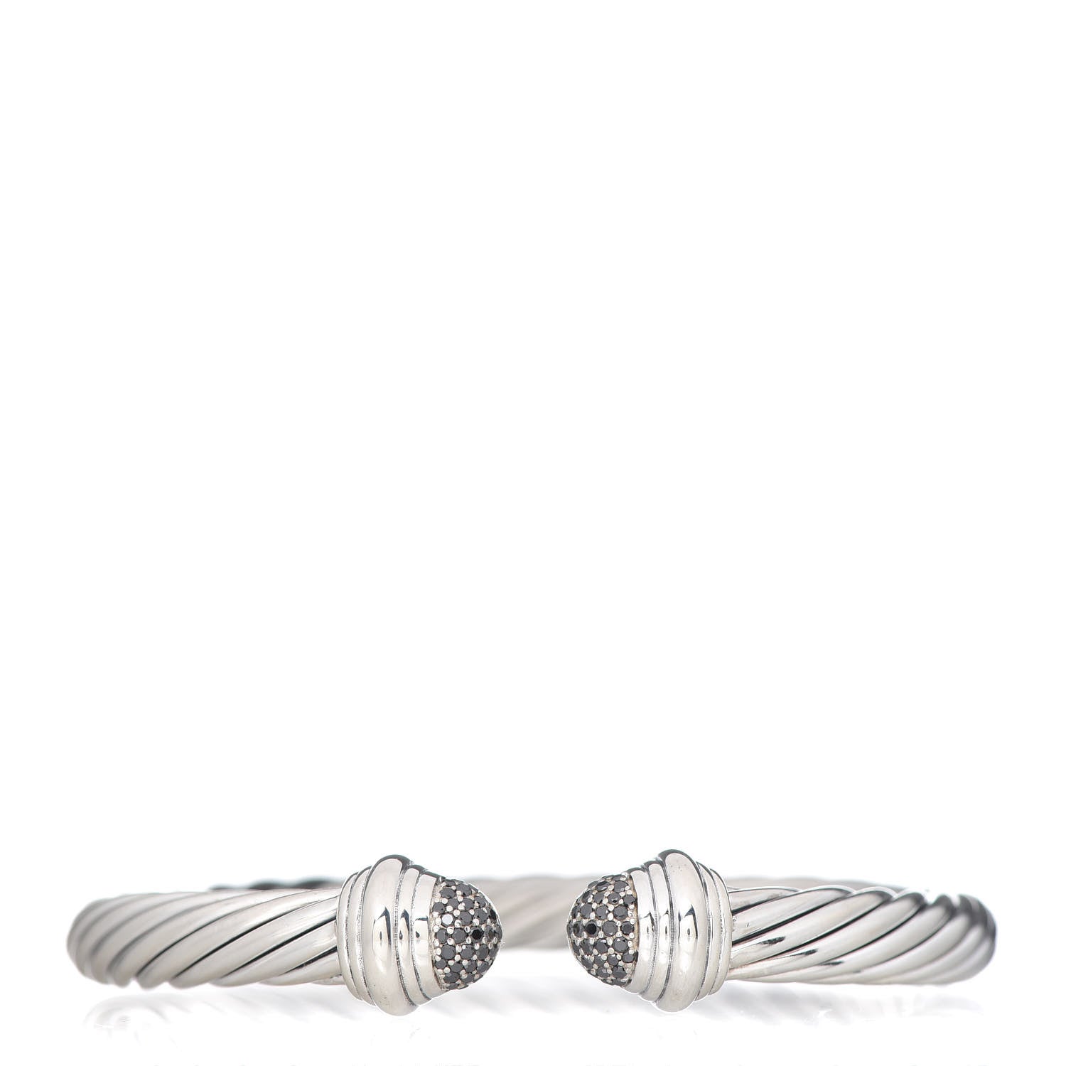 David Yurman Sterling Silver Black Diamond 7mm Cable Classics Bracelet 1 of 4