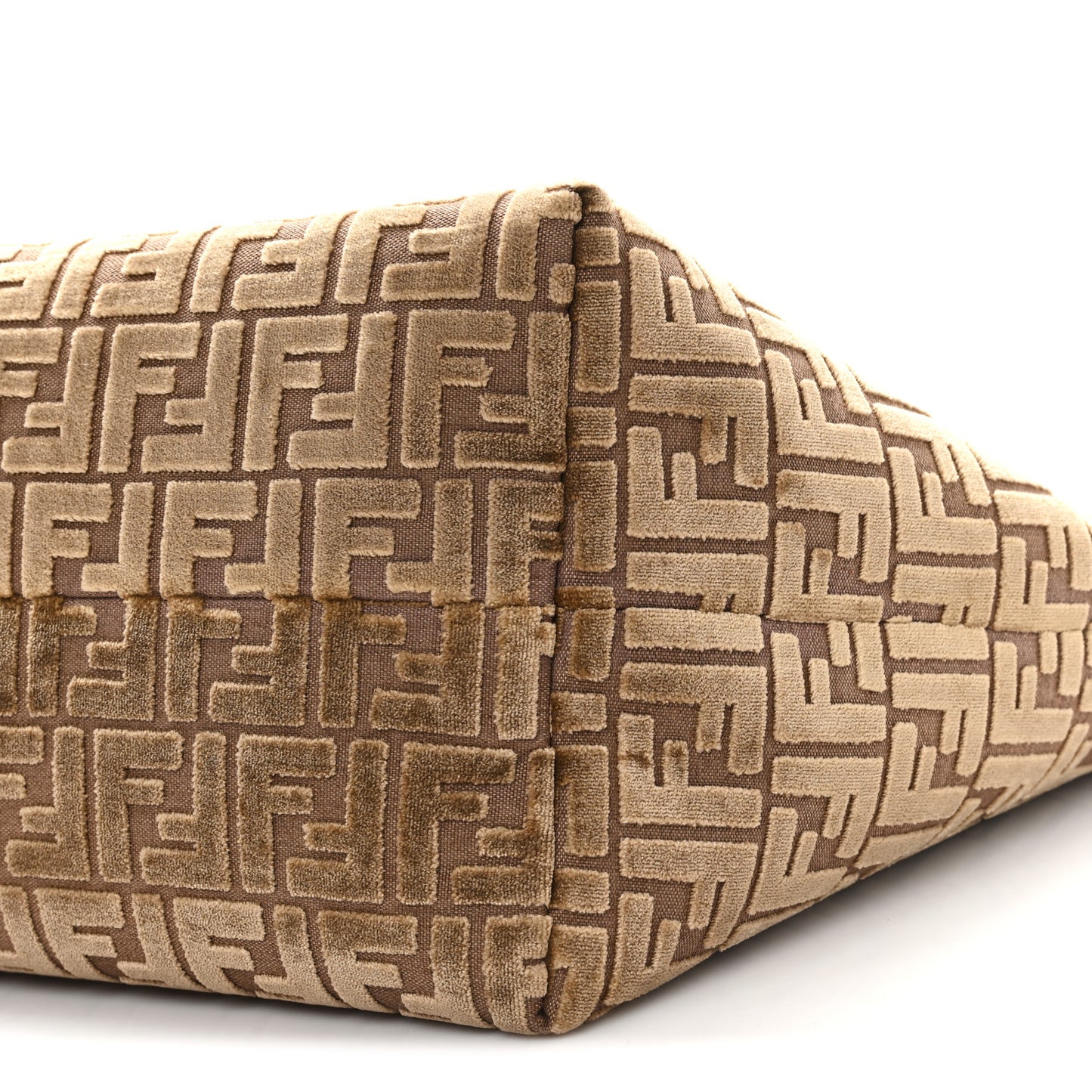 Velluto Jacquard Vitello Grace FF Large Reversible Shopping Tote Cappuccino Sand