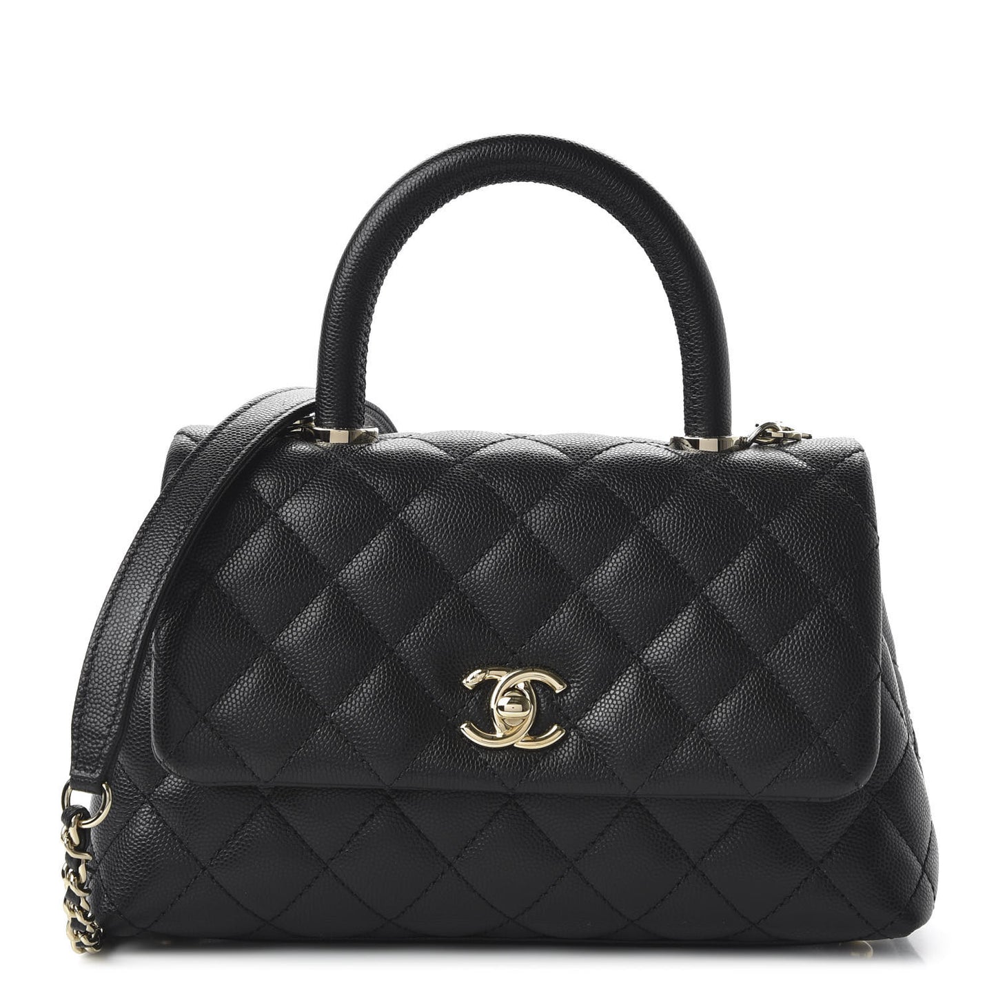 Caviar Quilted Mini Coco Handle Flap Black