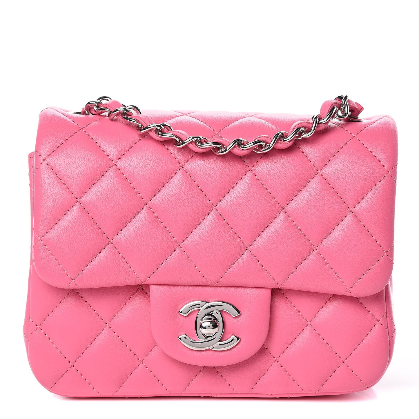 Lambskin Quilted Mini Square Flap Pink