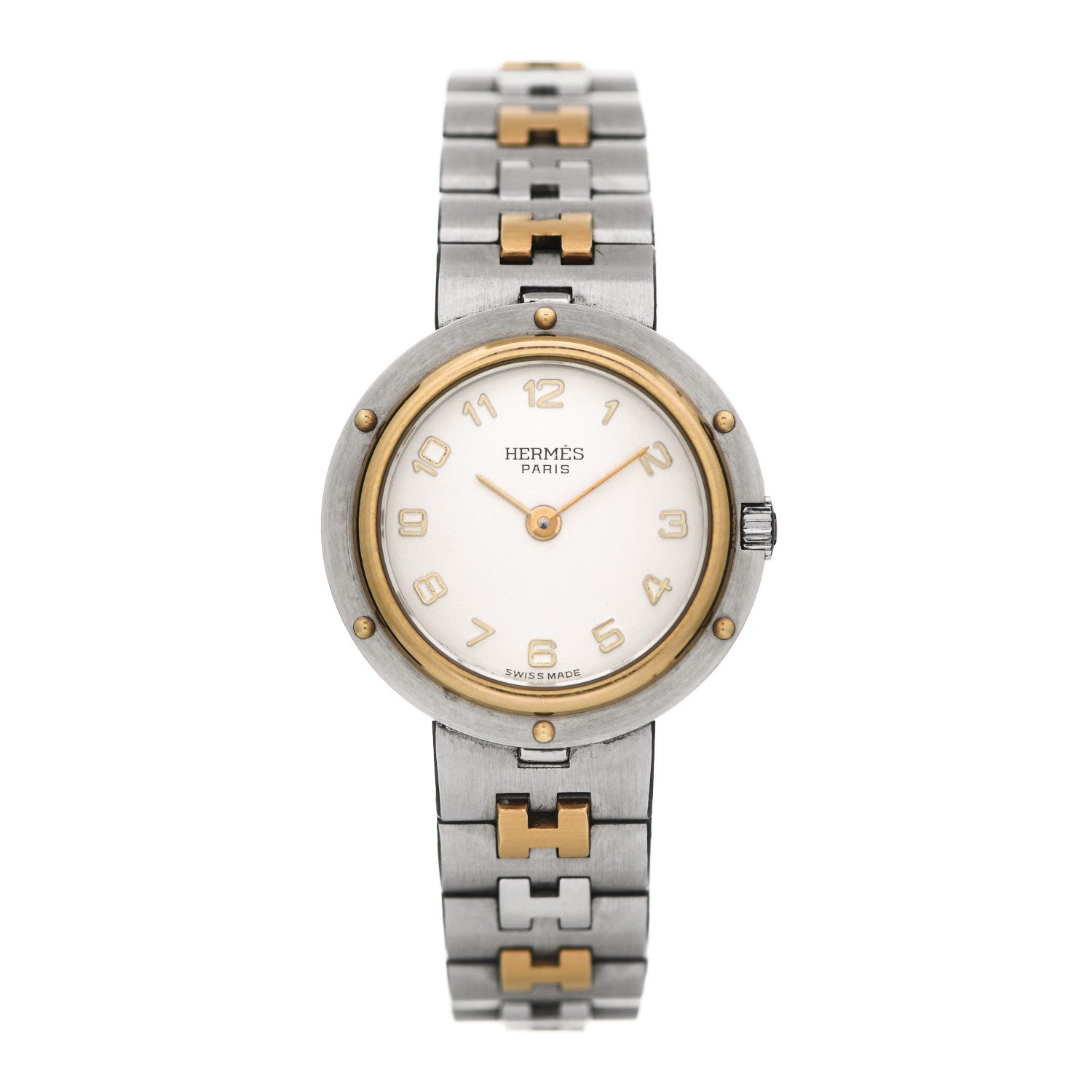 Hermes Stainless Steel 24mm Clipper Quartz Watch Gold 1 of 5
