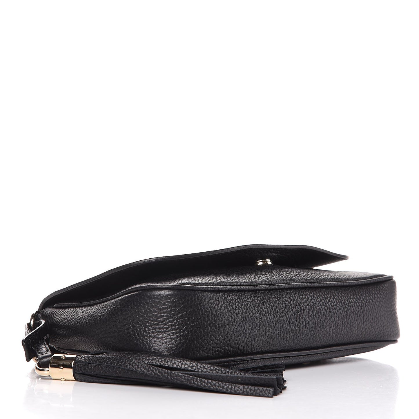 Pebbled Calfskin Medium Soho Flap Crossbody Black