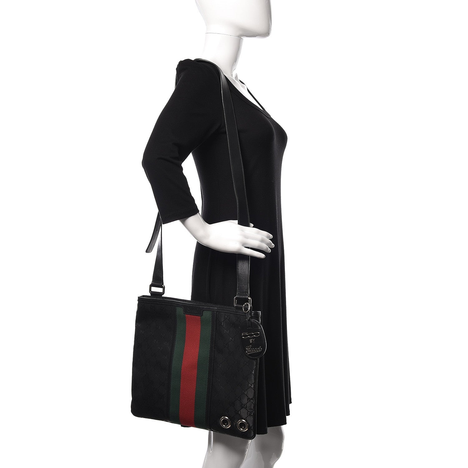 Gucci Imprime Monogram Web Medium 500 by Gucci Flat Messenger Bag Black 2 of 11