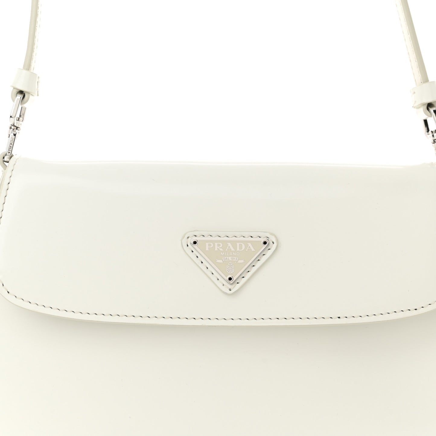 Spazzolato Cleo Flap Shoulder Bag White
