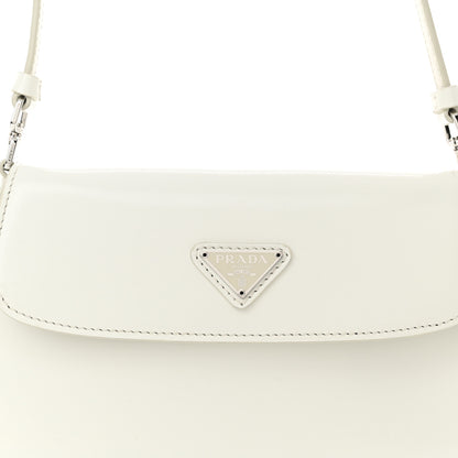 Prada Spazzolato Cleo Flap Shoulder Bag White 8 of 10