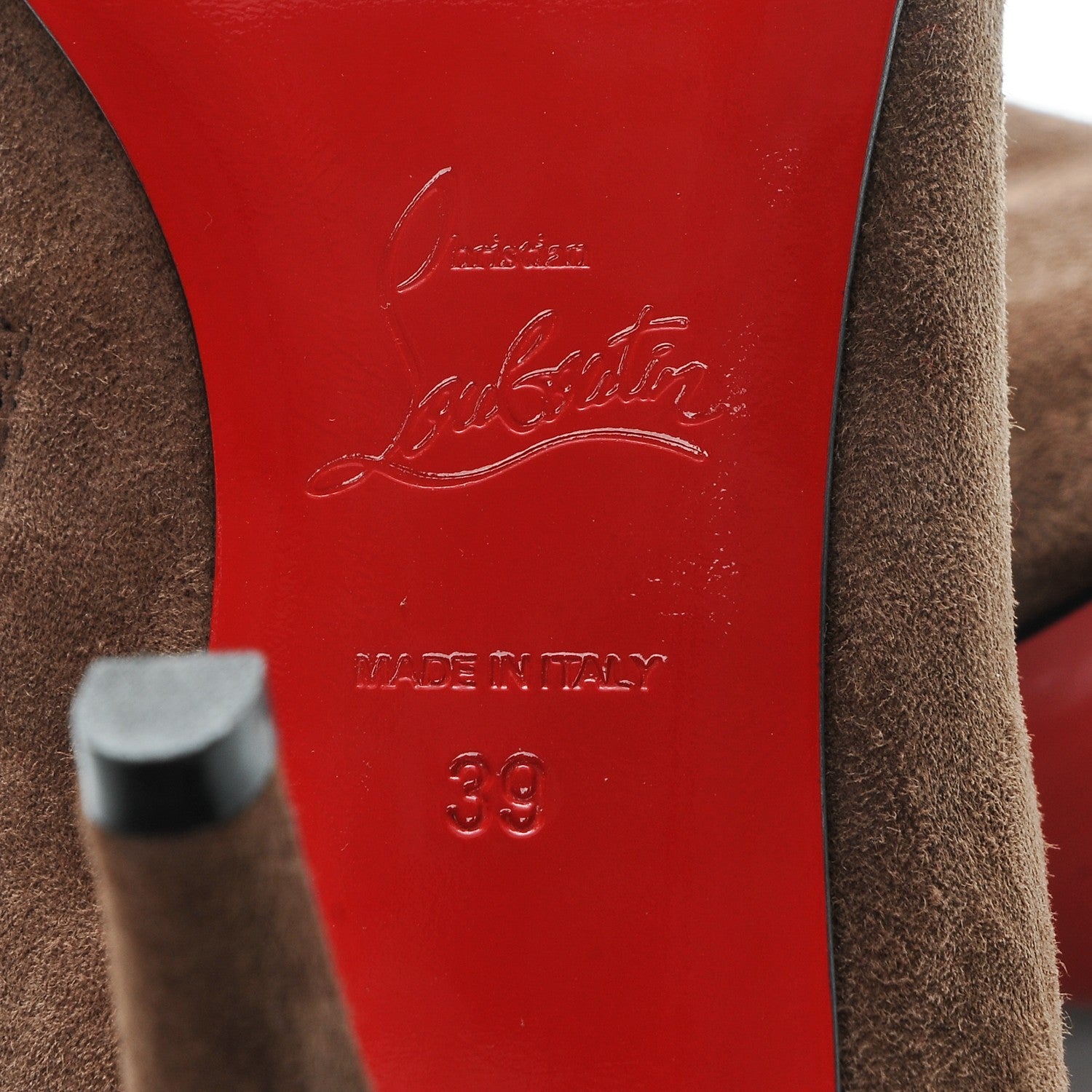 Christian Louboutin Veau Velours Belle 85 Ankle Boots 39 Chatain 6 of 9