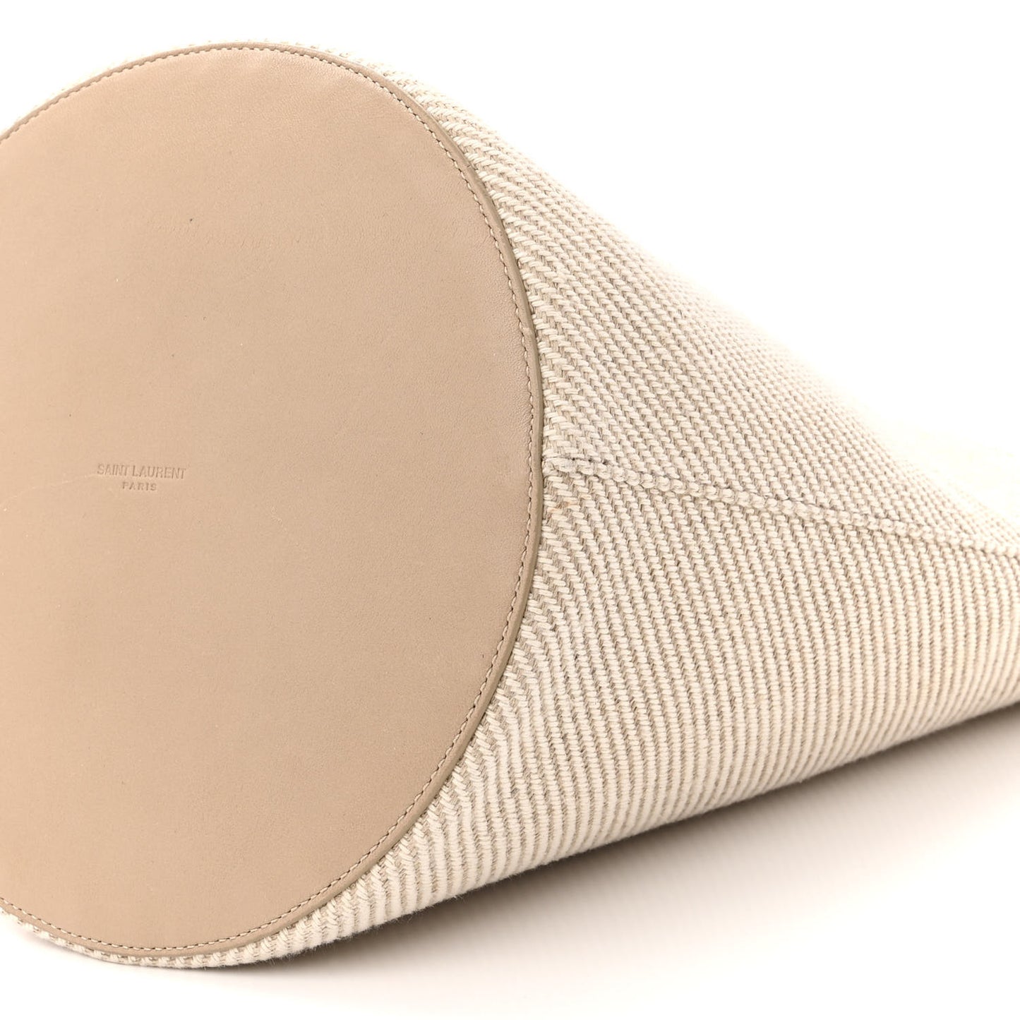 Diagonal Canvas Calfskin Rive Gauche Bucket Bag Beige