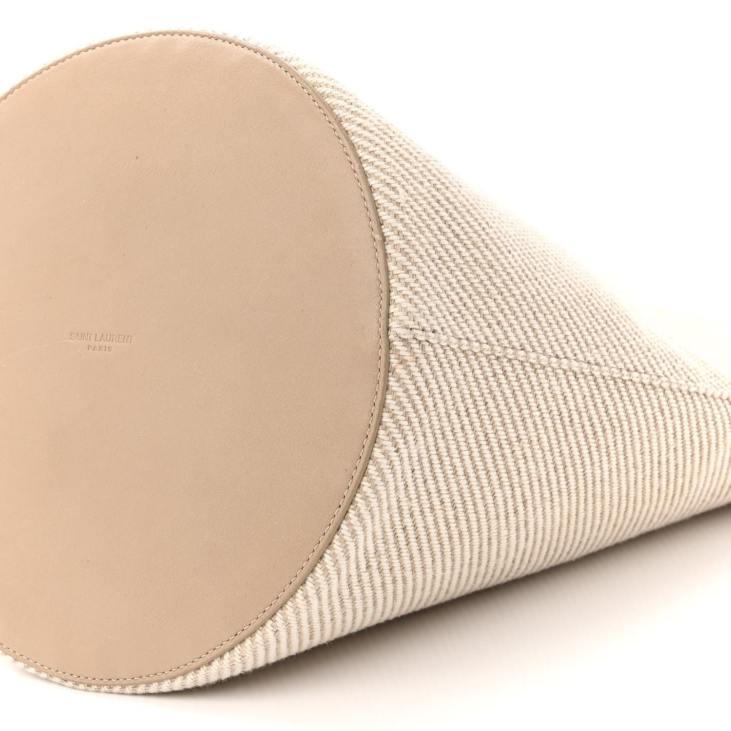Saint Laurent Diagonal Canvas Calfskin Rive Gauche Bucket Bag Beige 10 of 12
