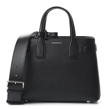 Burberry Grainy Calfskin House Check Small Banner Tote Black 1 of 9
