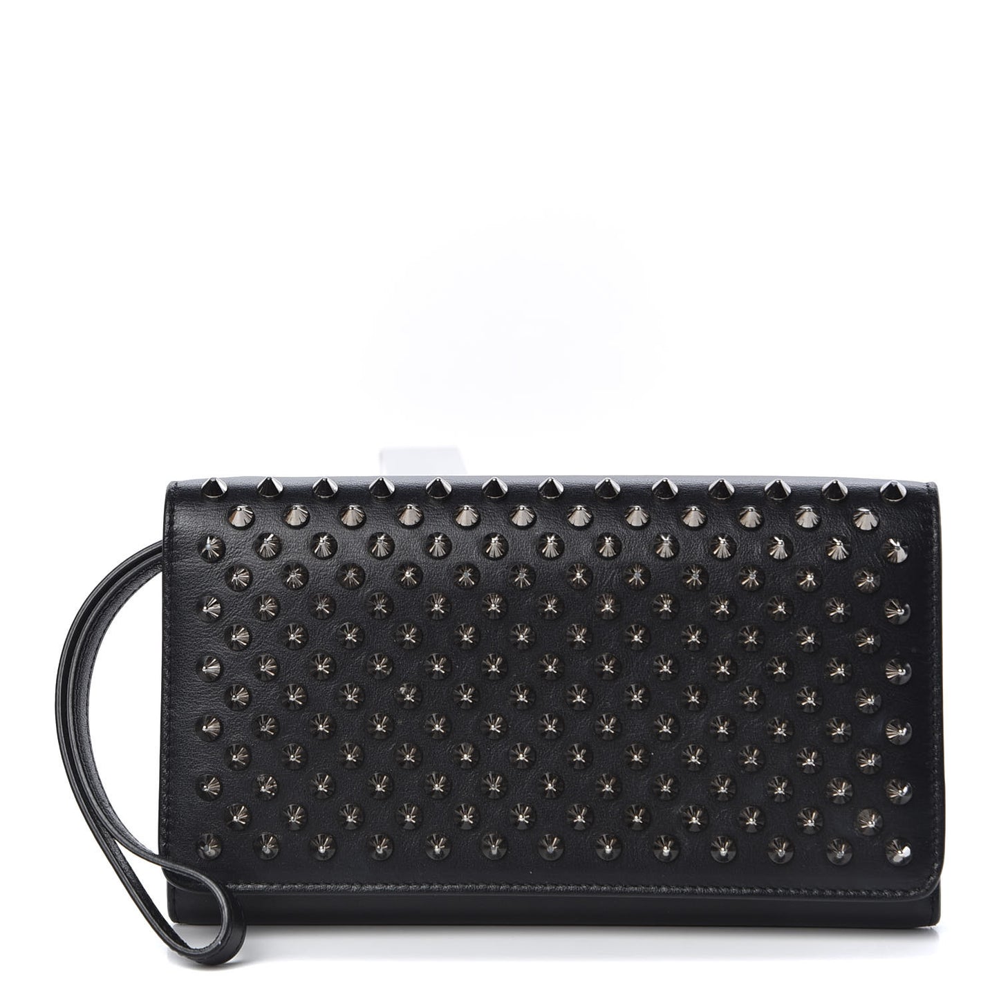 Calfskin Macaron Spiked Flap Wallet Black