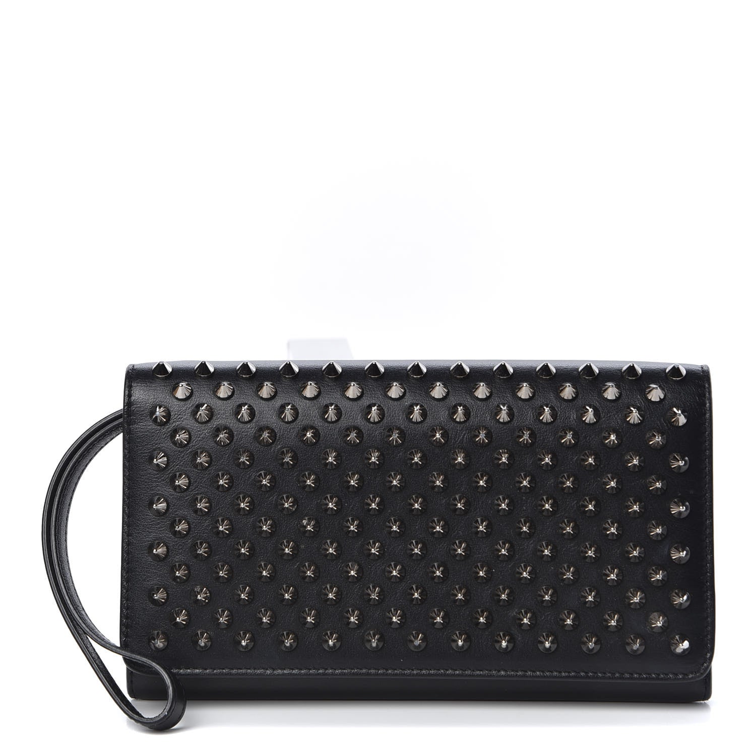 Christian Louboutin Calfskin Macaron Spiked Flap Wallet Black 1 of 9