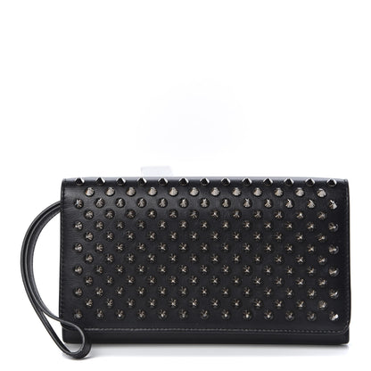 Christian Louboutin Calfskin Macaron Spiked Flap Wallet Black 1 of 9