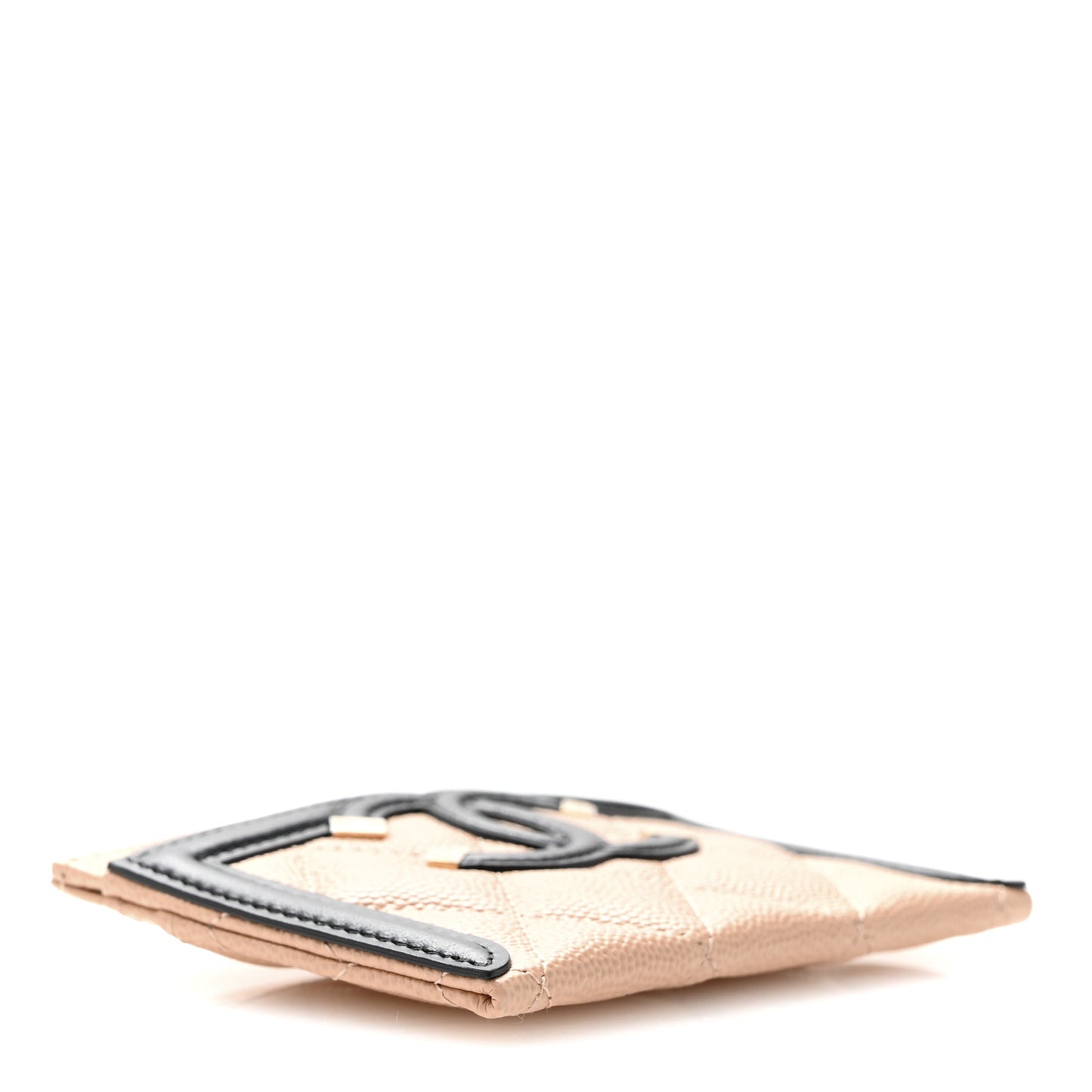 Caviar Quilted Filigree Card Holder Beige Black