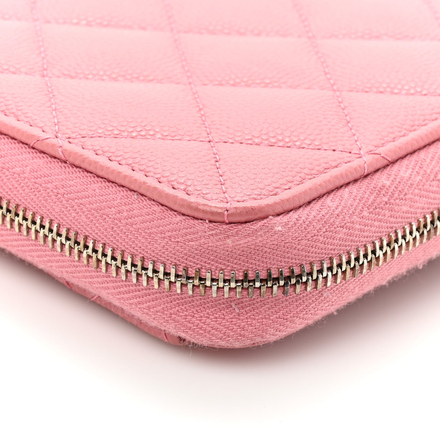 Caviar Quilted Large Gusset Zip Around Wallet Pink