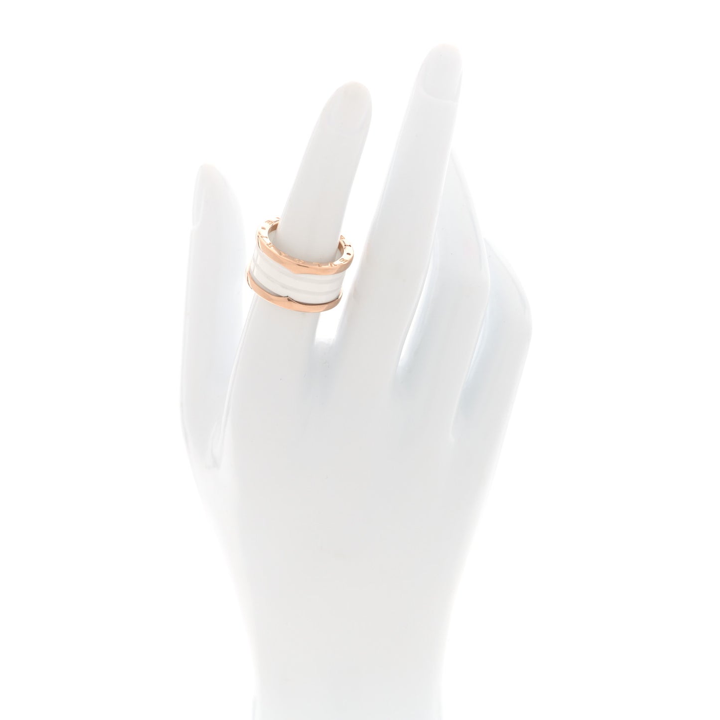 18K Rose Gold White Ceramic B.Zero1 Four-Band Ring 54 6.75