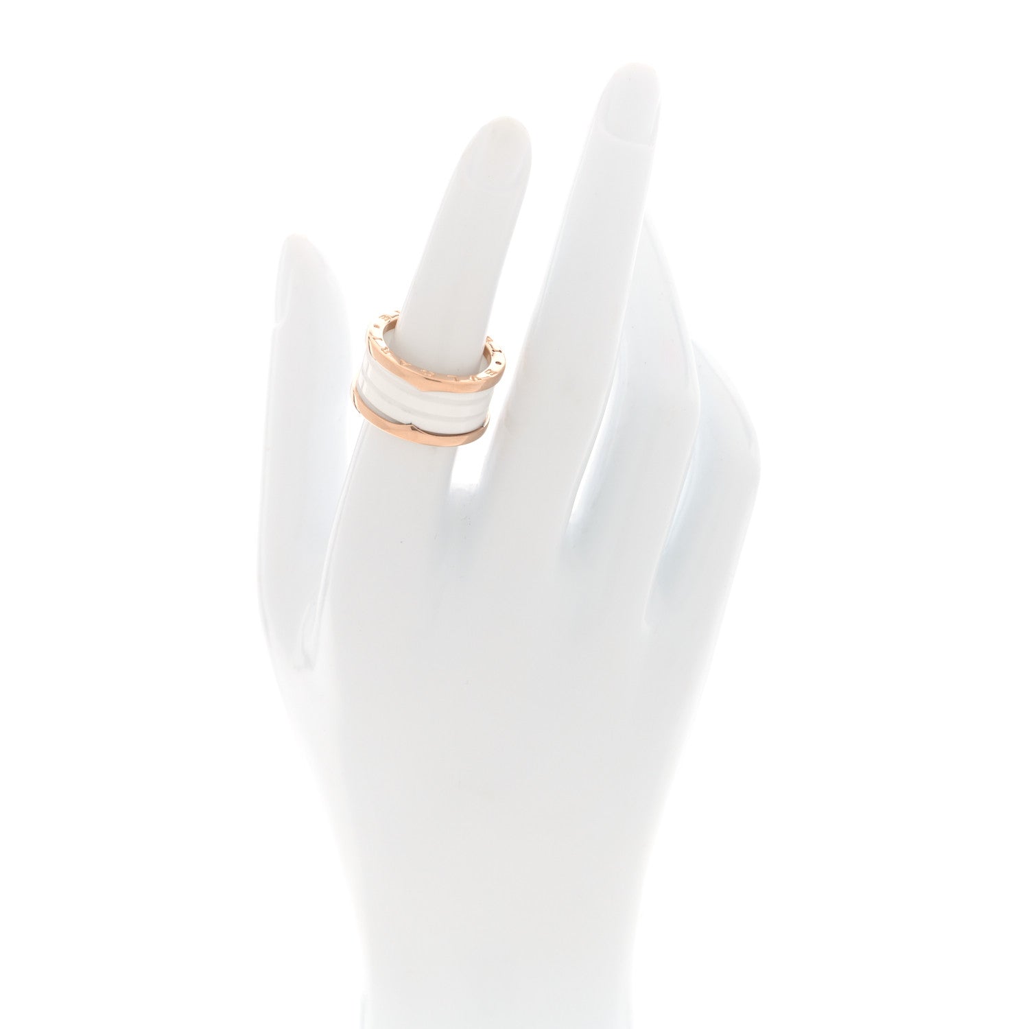 Bulgari 18K Rose Gold White Ceramic B.Zero1 Four-Band Ring 54 6.75 2 of 4