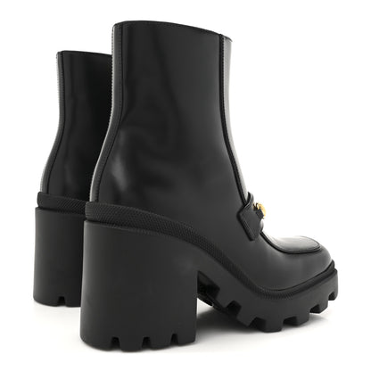 Gucci Magnum Calfskin Horsebit Lug Sole Booties 37 Black 5 of 10