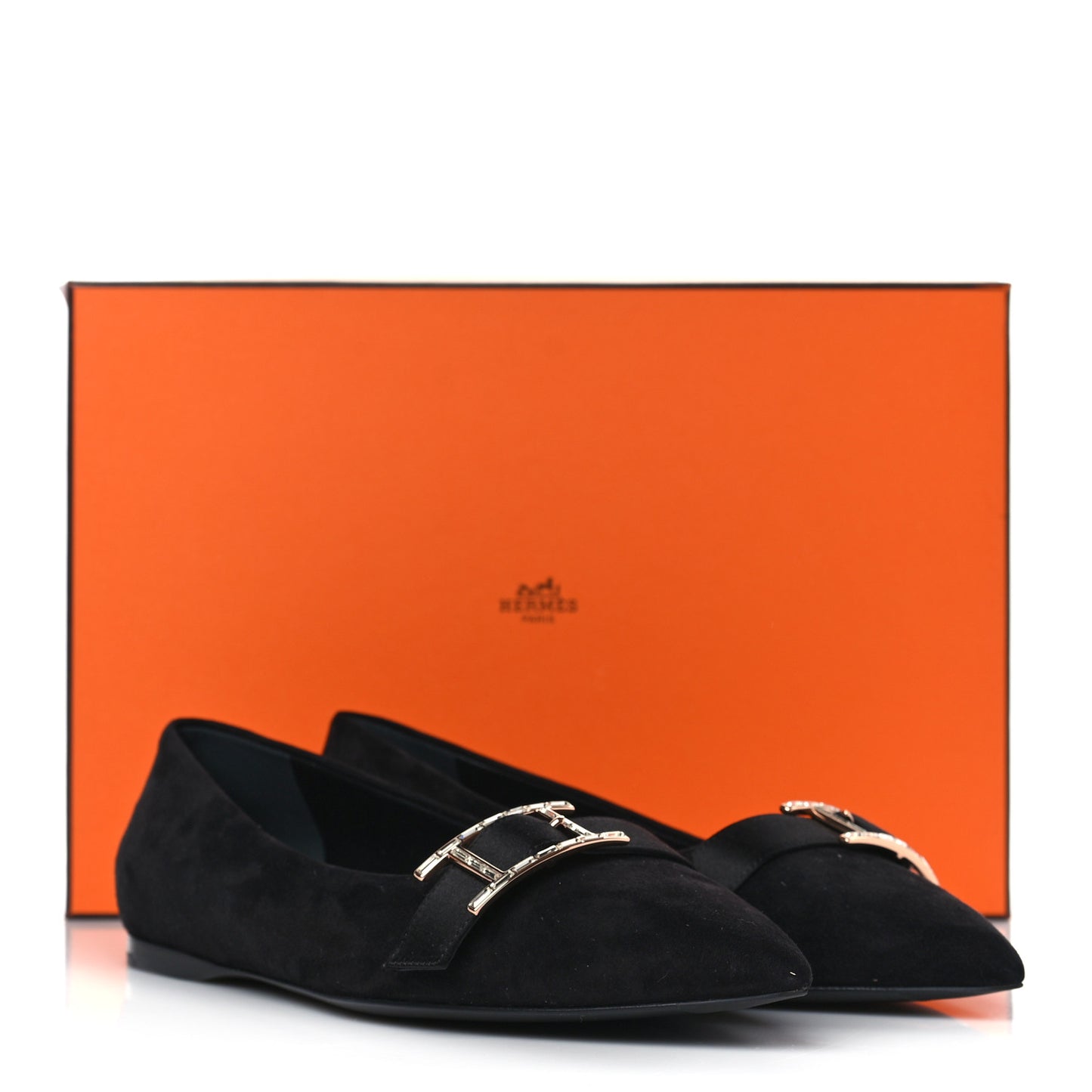 Suede Goatskin Crystal Douce Ballerina Flats 36 Black