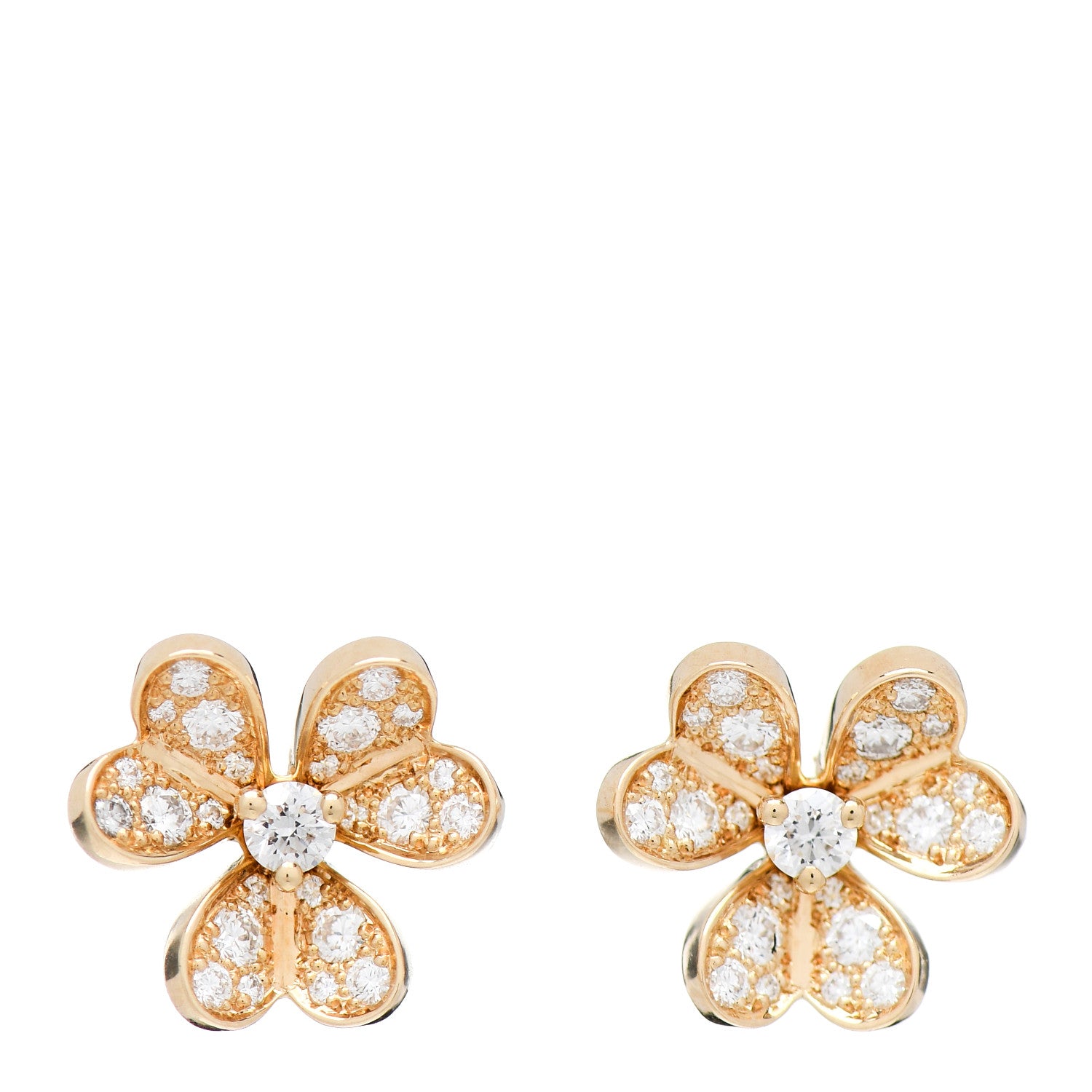 Van Cleef & Arpels 18K Yellow Gold Diamond Mini Frivole Pave Earrings 1 of 5