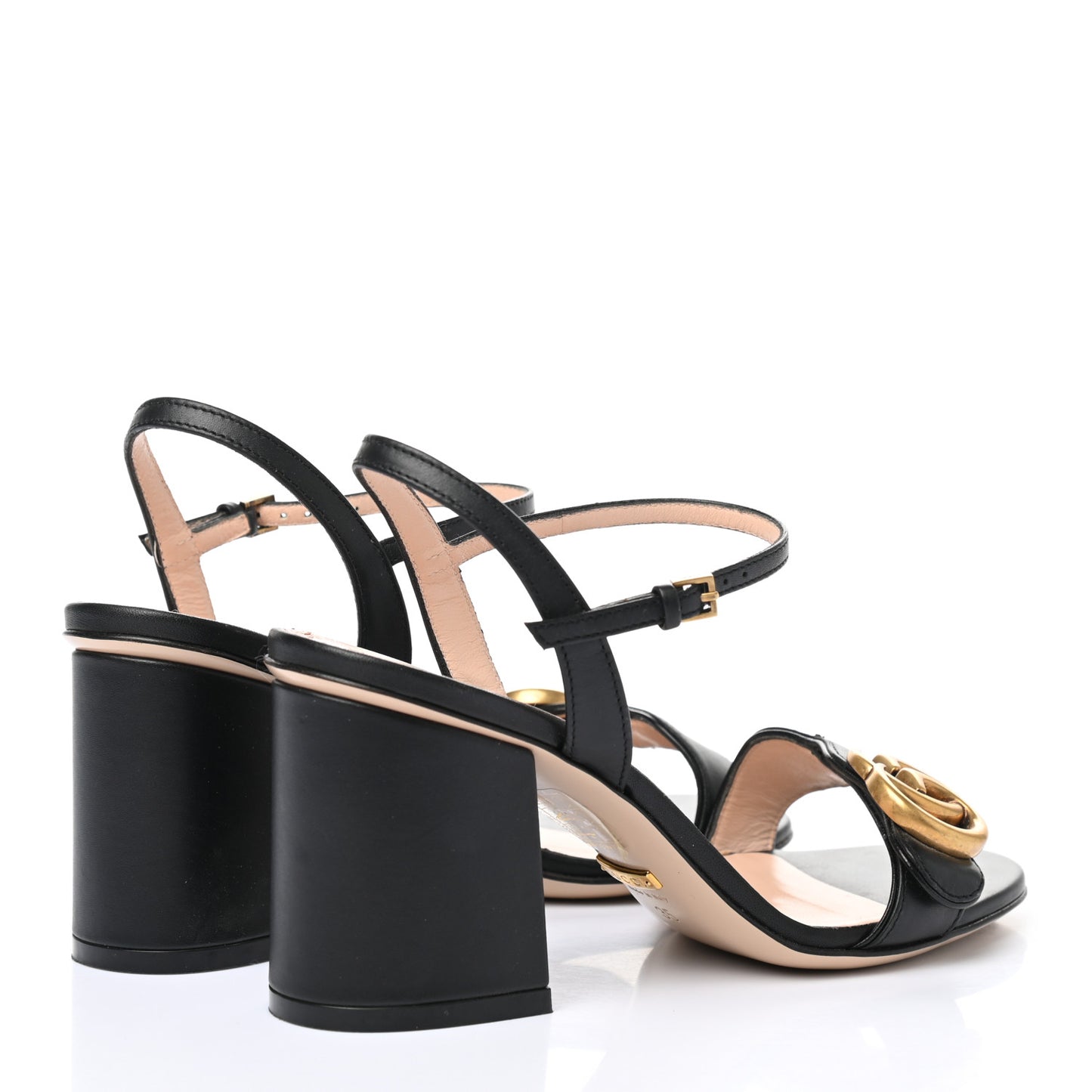Lifford Calfskin GG Marmont Ankle Wrap 75mm Sandals 35 Black