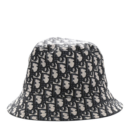 Christian Dior Polyester Cotton Oblique Reversible Teddy-D Brim Bucket Hat 56 Black 1 of 5