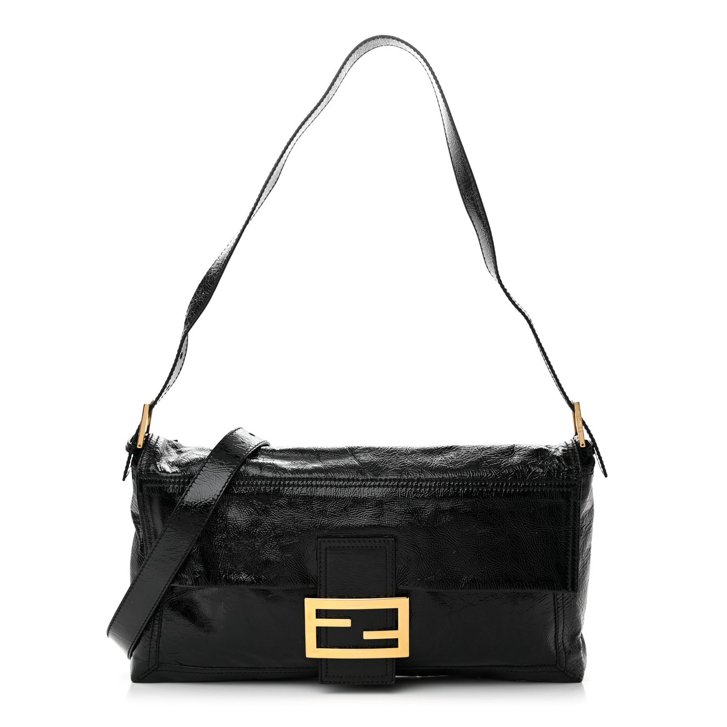 Vitello Naplak Large Convertible Baguette Black