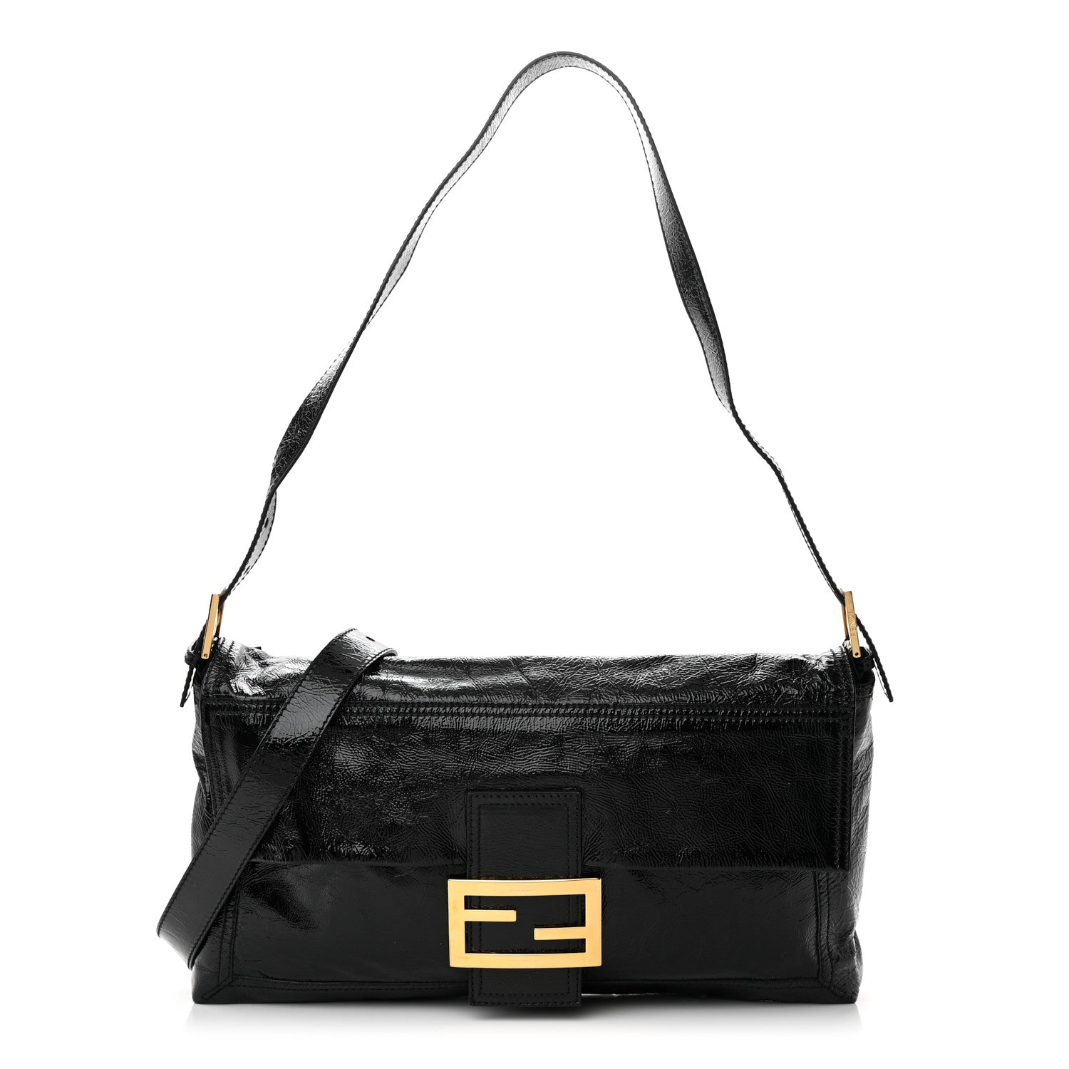 Fendi Vitello Naplak Large Convertible Baguette Black 1 of 14