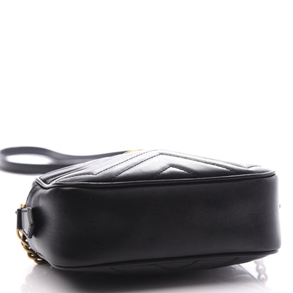 Gucci Calfskin Matelasse Mini GG Marmont Chain Shoulder Bag Black 3 of 10
