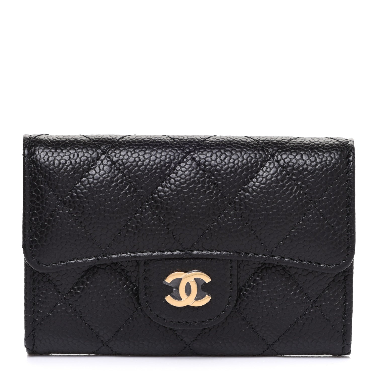 Chanel Caviar Quilted Flap Card Holder Wallet Black 1 of 9