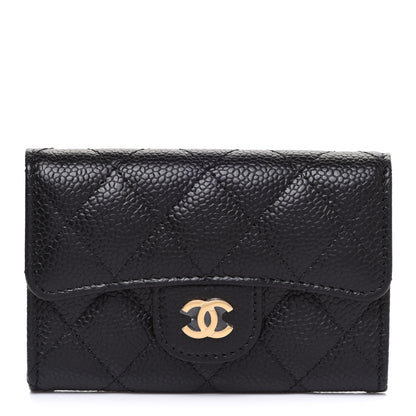 Chanel Caviar Quilted Flap Card Holder Wallet Black 1 of 9