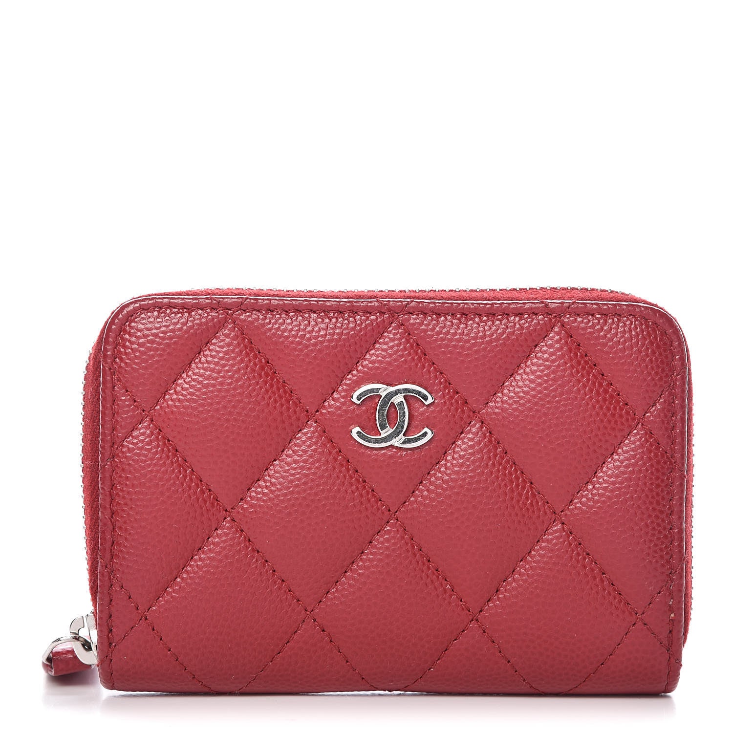 Chanel Caviar Quilted Zip Coin Purse Dark Red 1 of 10