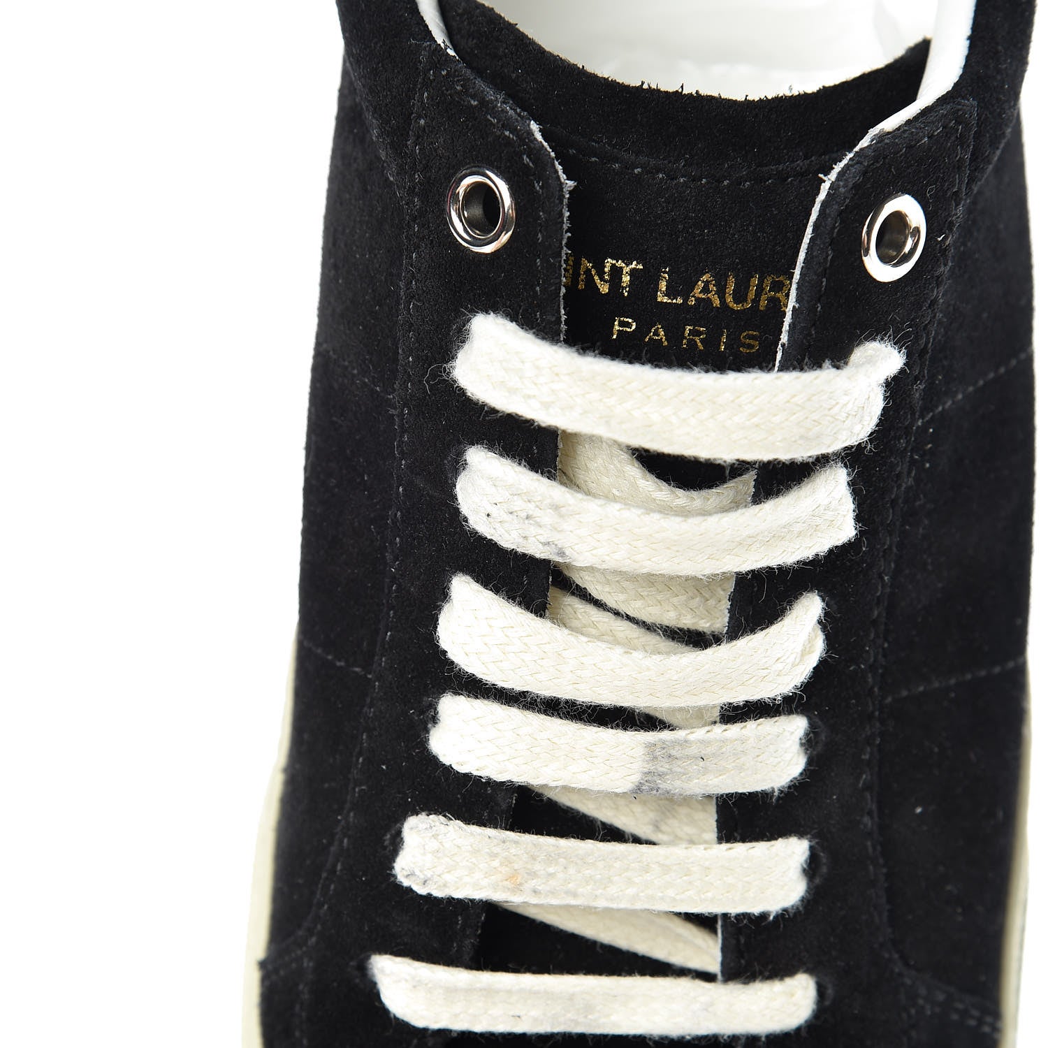 Saint Laurent Distressed Suede Womens Court Classic Sneakers 36 Black 9 of 9
