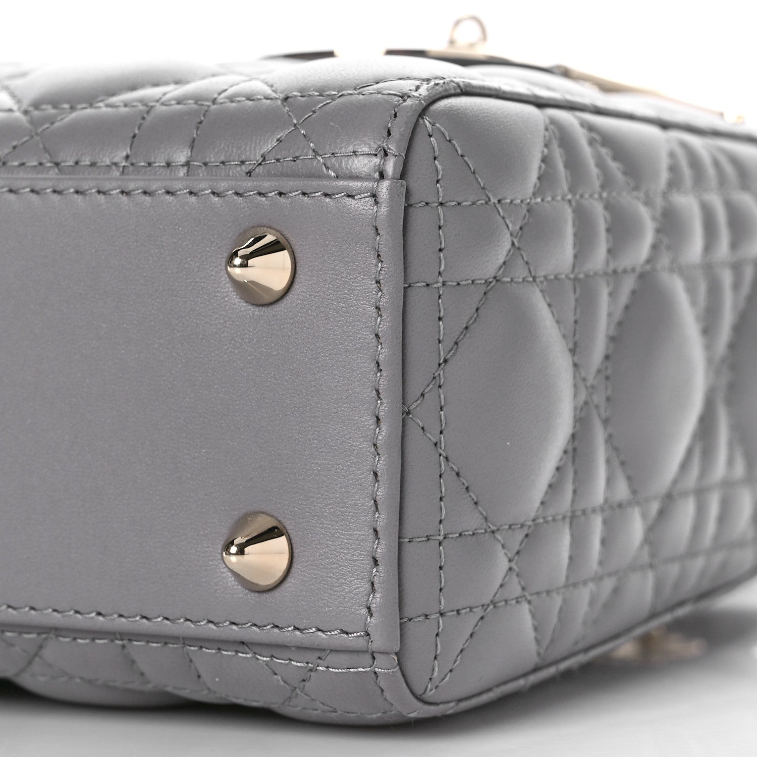 Christian Dior Lambskin Cannage Small My ABCDior Lady Dior Grey 10 of 11